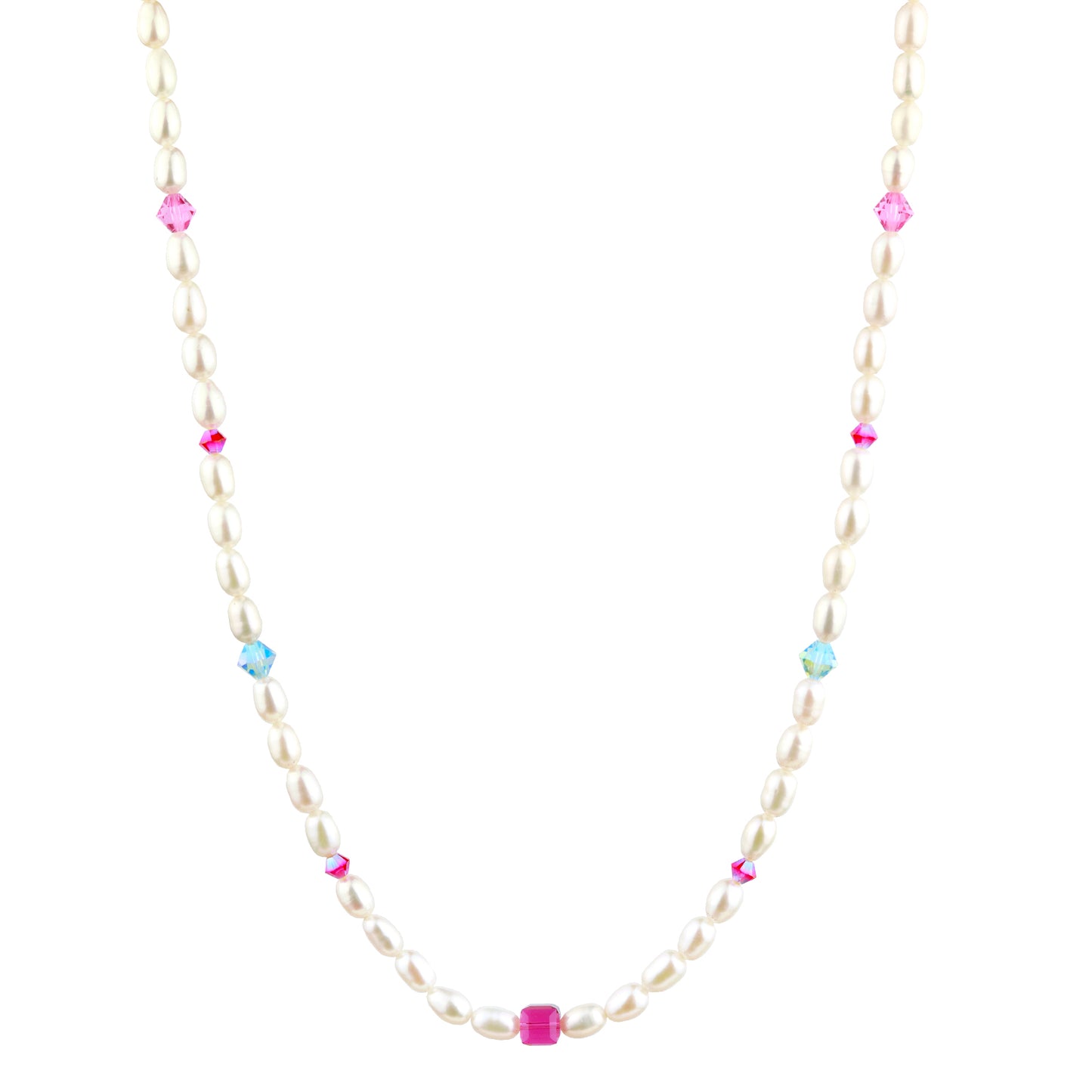 Helena Rice Pearl Necklace in Sky Berry