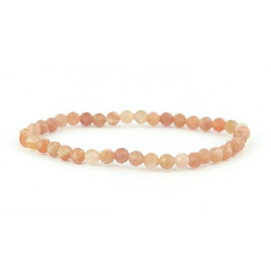 Faceted Peach Moonstone Stretch Bracelet 4mm