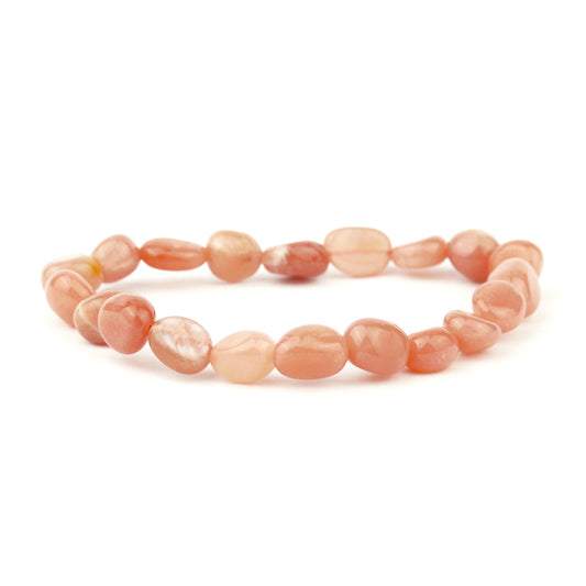 Peach Moonstone Pebbles Stretch Bracelet