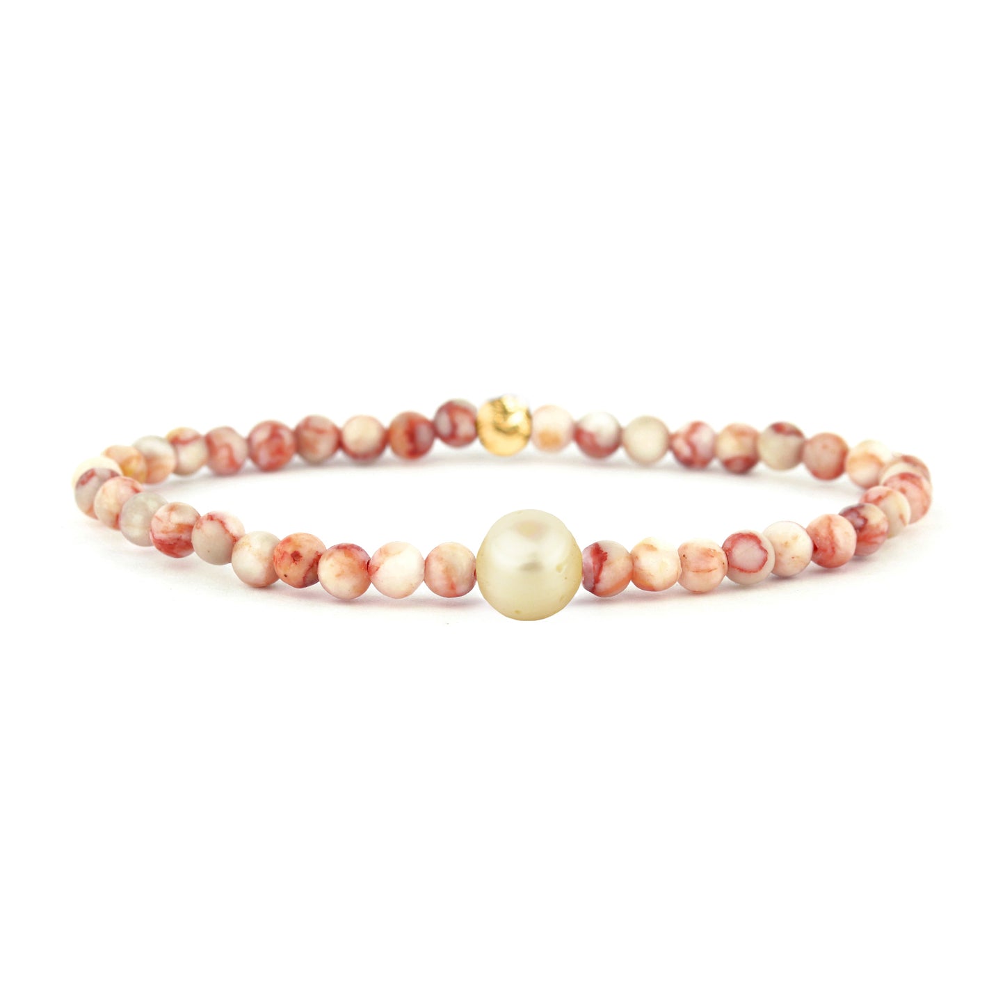 Pippa Pearl Stretch Bracelet in Red Vein Jasper