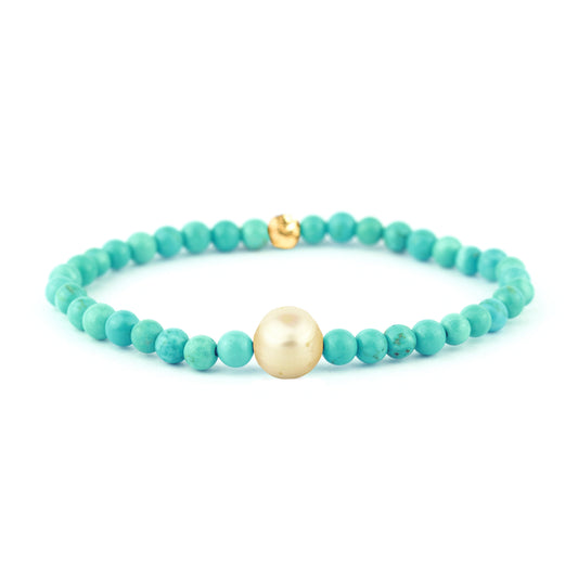 Pippa Pearl Stretch Bracelet in Turquoise Magnesite