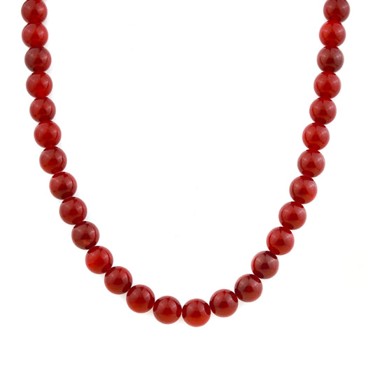 Red Carnelian Beaded Necklace 10mm