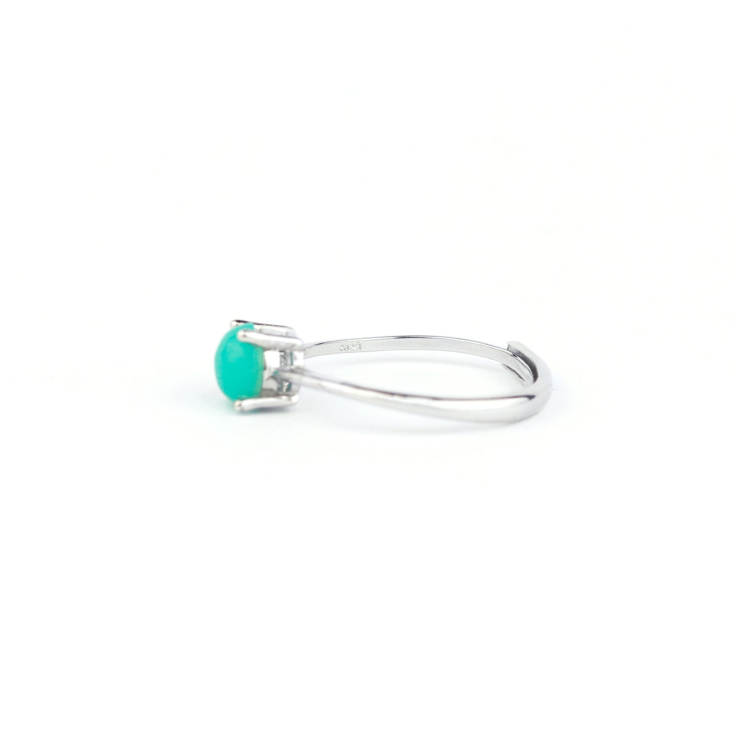 Amazonite Sterling Silver Ring 6mm Round Cabochon