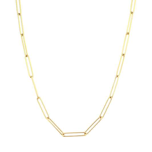 Large Paperclip Chain Necklace in Gold Stainless Steel