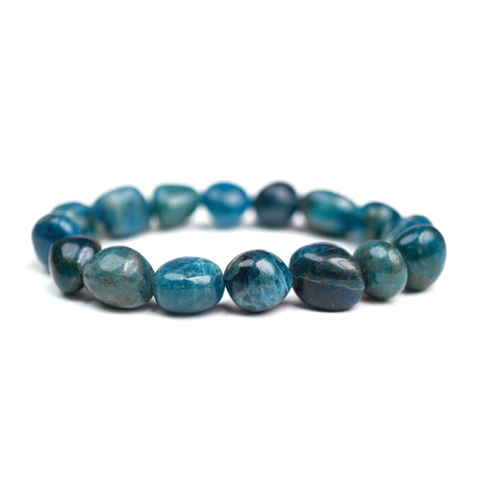 Blue Apatite Pebbles Stretch Bracelet