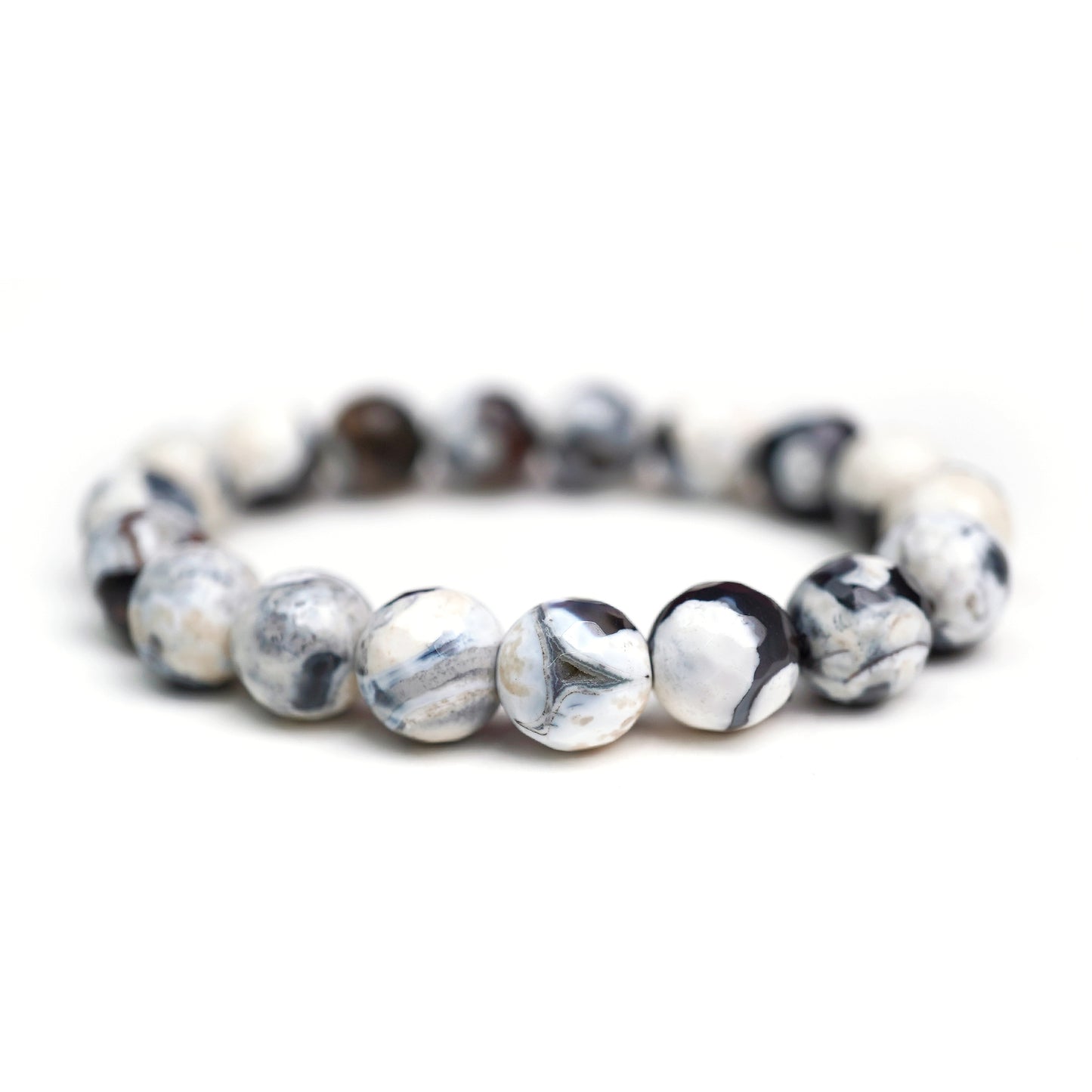 Orca Agate Stretch Bracelet 10mm Faceted