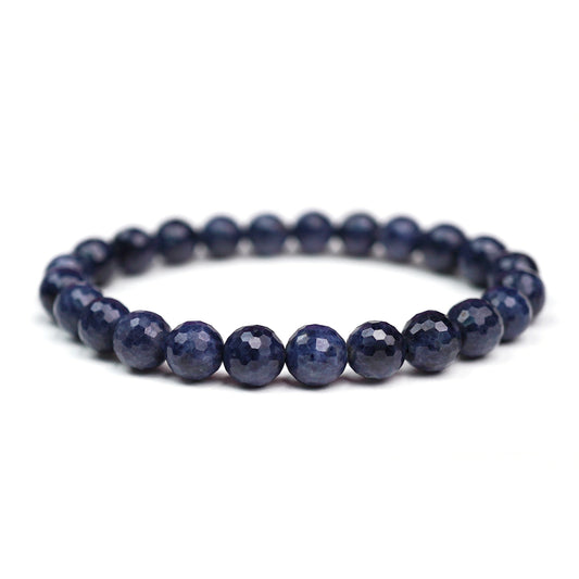 Faceted Sapphire Stretch Bracelet 7mm