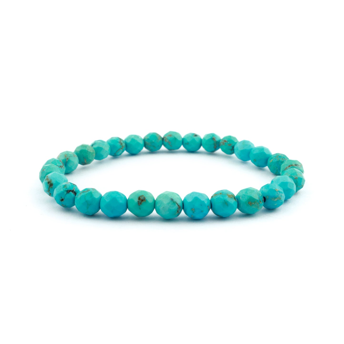 Faceted Turquoise Magnesite Stretch Bracelet 6mm